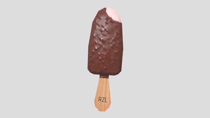 low poly ice cream licked 3D Model