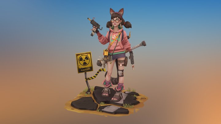 Wasteland girl 3D Model
