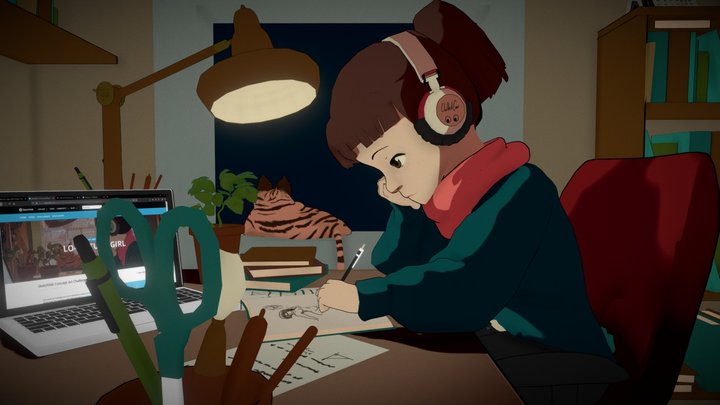 LO-FI STUDY GIRL ChilledCow #StudyGirlChallenge 3D Model