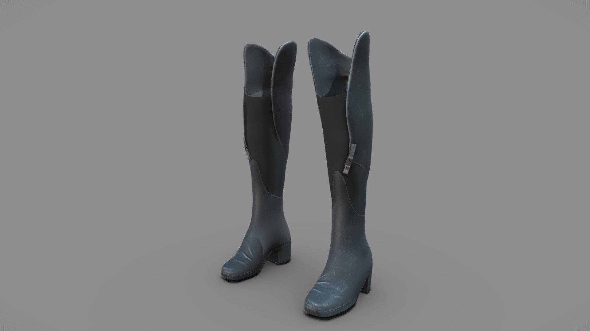 Futuristic Thick High Heels Knee Boots - Buy Royalty Free 3D model by ...