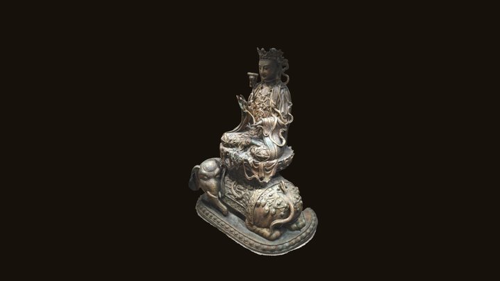 Gilded Bronze Statue of Samantabhadra 3D Model