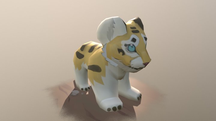 A low poly tiger cub 3D Model