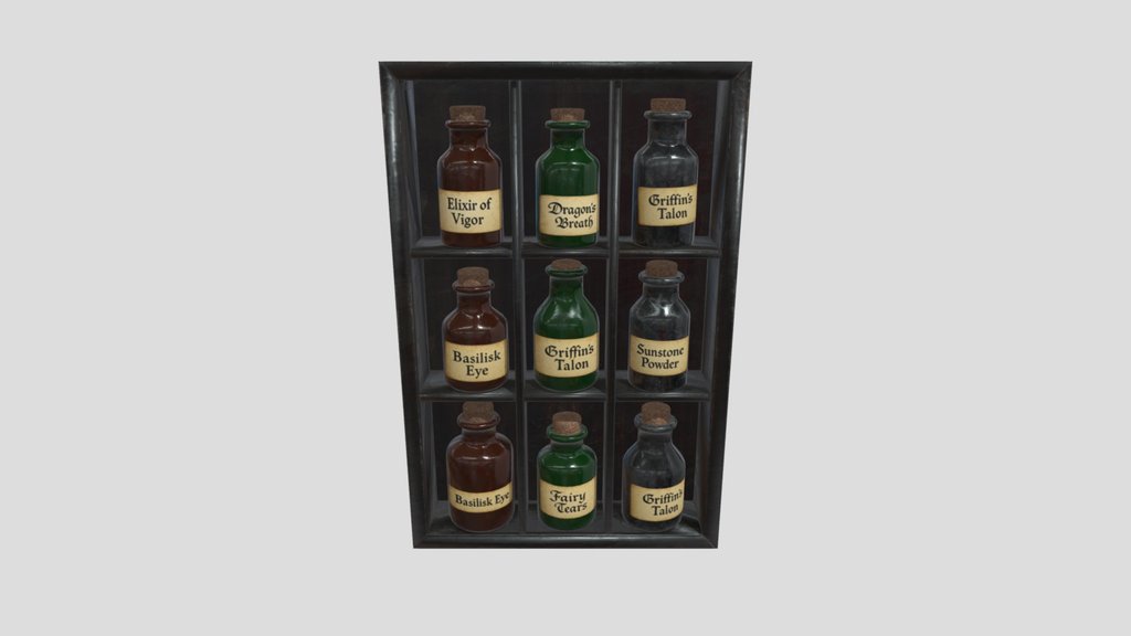 Wall Potion Rack With Bottles