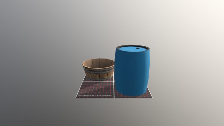 Rainbarrel and half barrel. 3D Model