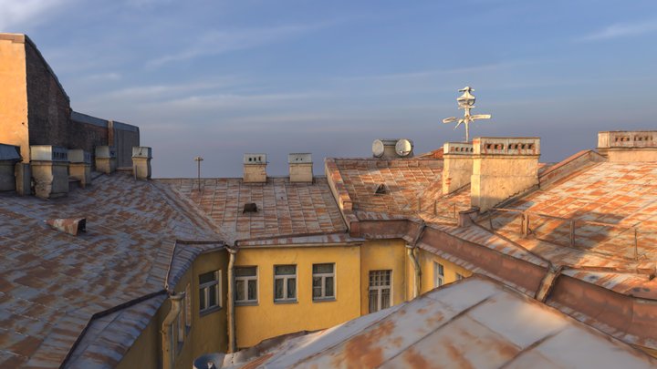 Saint Petersburg old rusty metal roof 3D Model