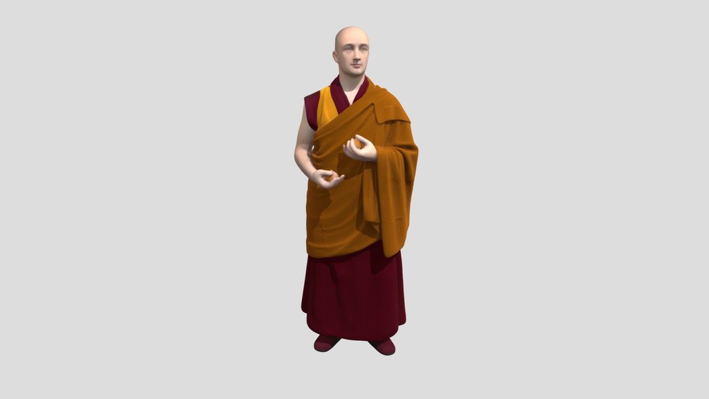 Buddhist monk in orange robes
