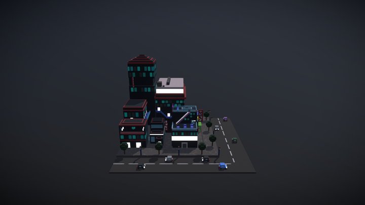 Neon city 3D Model