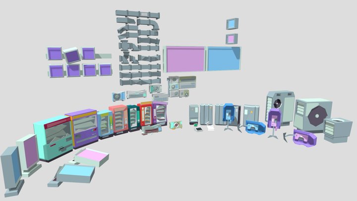 urban lomon props ( LOW POLY/STYLIZED ) Pack 01 3D Model