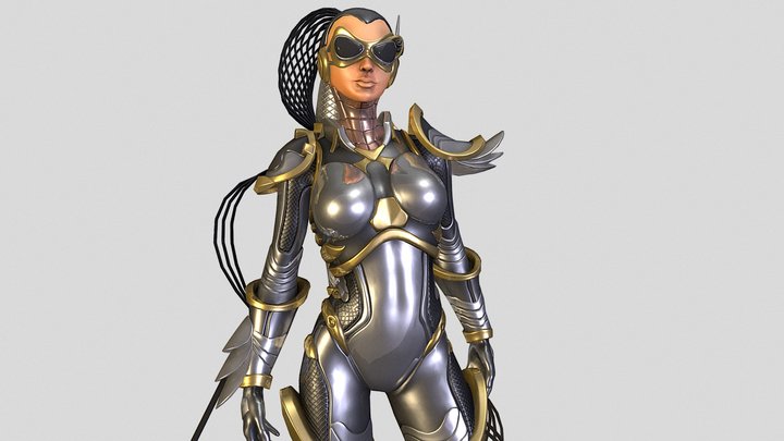 Sci-Fi Girl Ponytail 3D Model