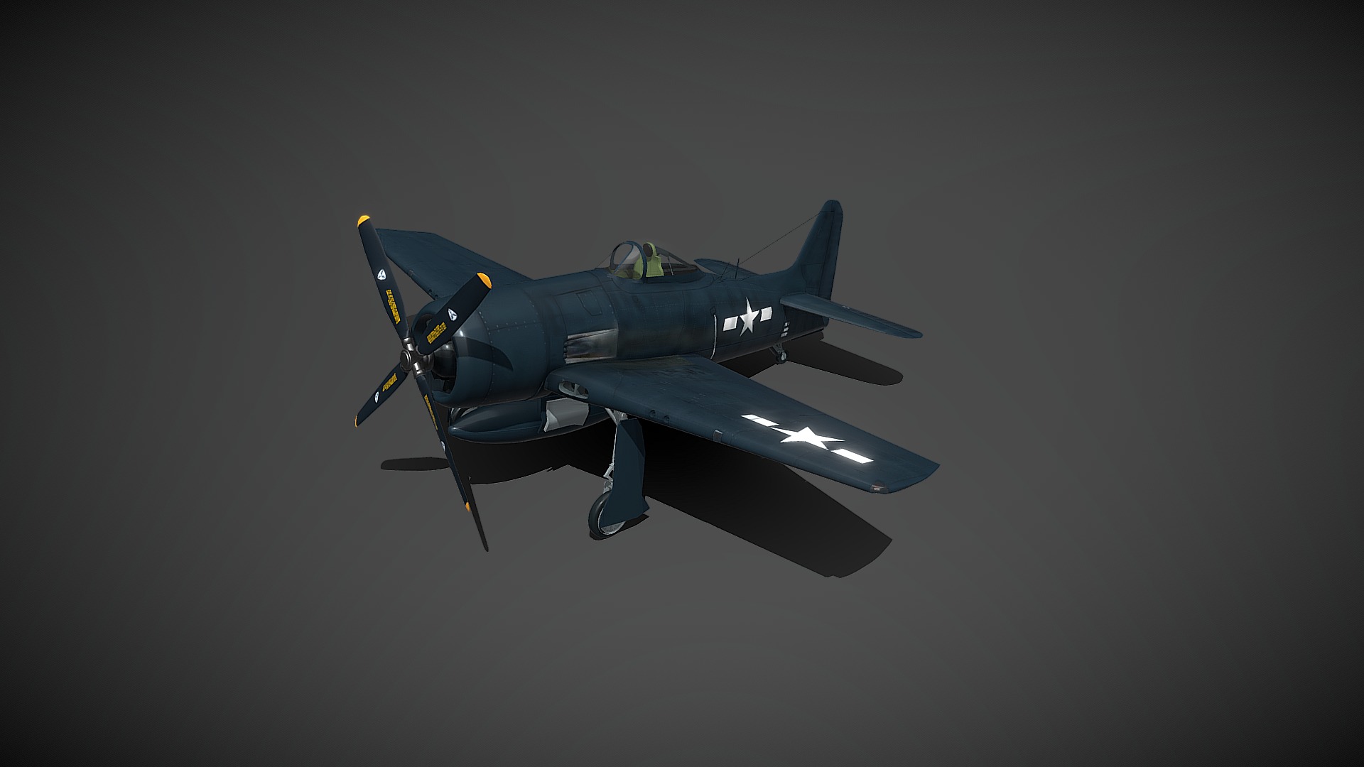 3D model F8F Bearcat - This is a 3D model of the F8F Bearcat. The 3D model is about a fighter jet flying in the sky.