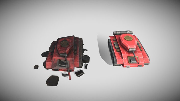 Tank and Tank destroy 3D Model