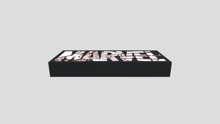Marvel logo with Iron Man blaster inside 3D Model