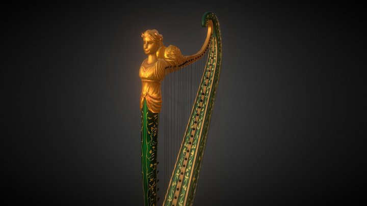 Antique Harp 3D Model