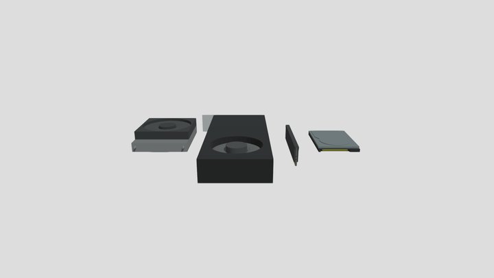 Low- Poly Computer Parts Collection 3D Model