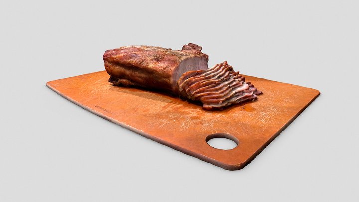 Pork Loin - Sliced on Cutting Board 3D Model
