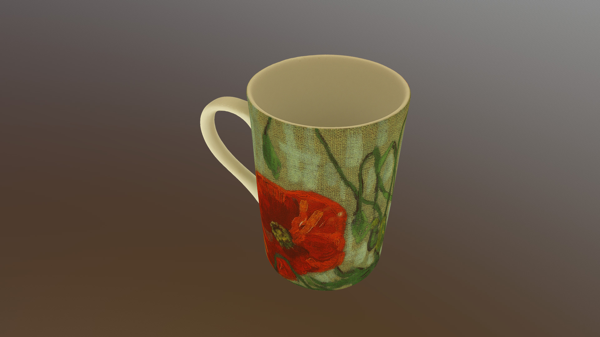 3D model Colorful Cup - This is a 3D model of the Colorful Cup. The 3D model is about a white mug with a red flower.