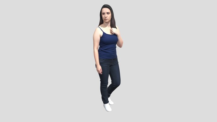 Portrait of a woman in a blue tank top – Modelo 3D gratuito STL