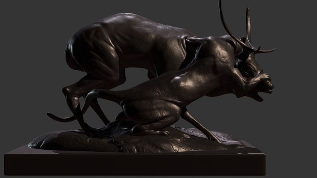 Panther Seizing Stag Sculpt 3D Model