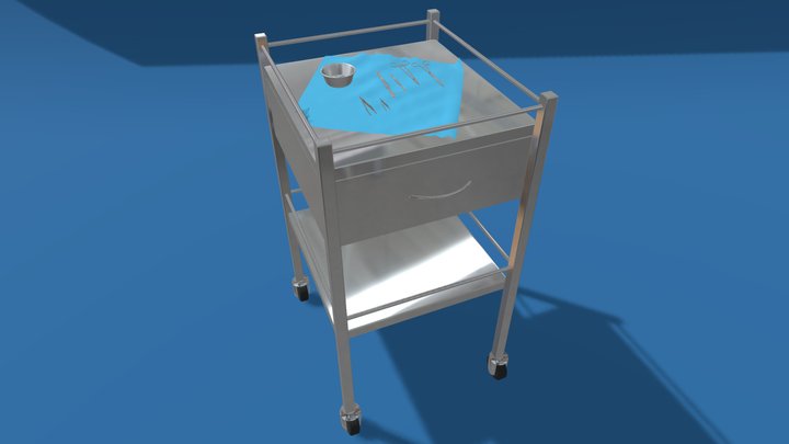 Medical Cart with Implements 3D Model