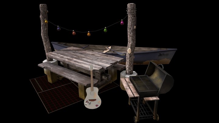Forest-sided, a peaceful place to live;  5 props 3D Model