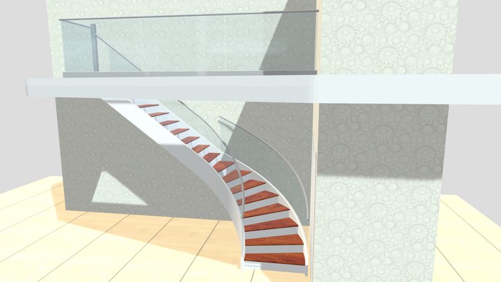 Victory and Hollywood curved stair 3D Model