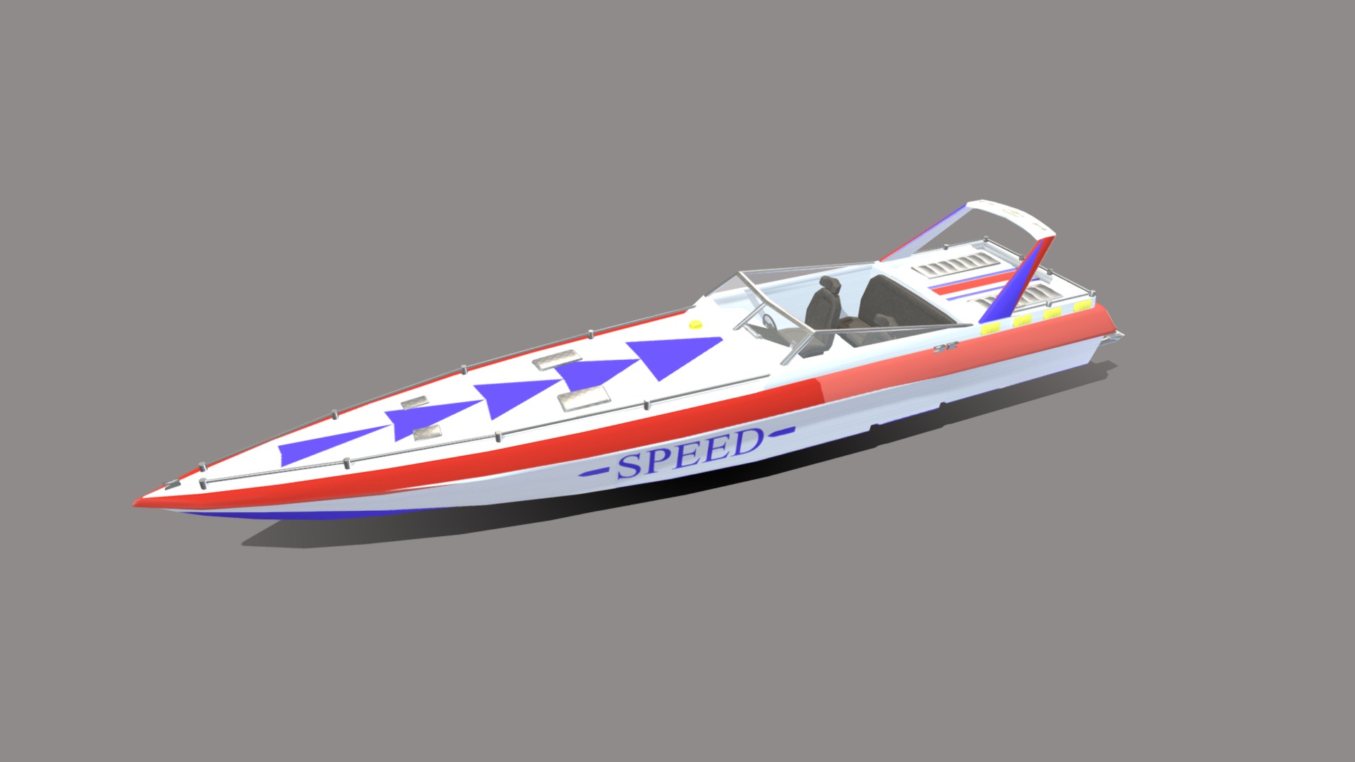 3D model Speed Boat Low-poly PBR - This is a 3D model of the Speed Boat Low-poly PBR. The 3D model is about a plane in the sky.