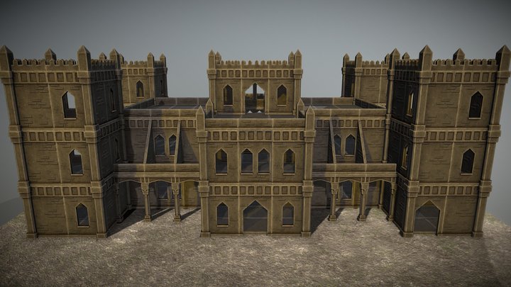 Low Poly Black Castle 3D Model