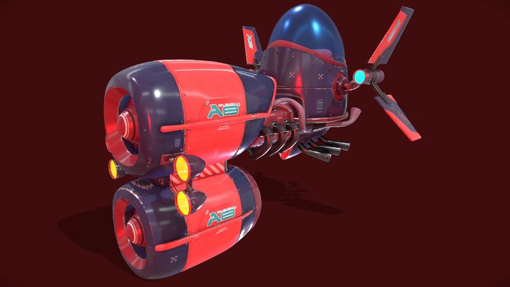 Humoro sci fi cyberpunk Aircraft game ready NO.9 3D Model