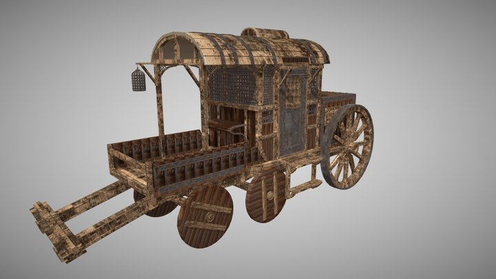Medieval old prison carriage 3D Model