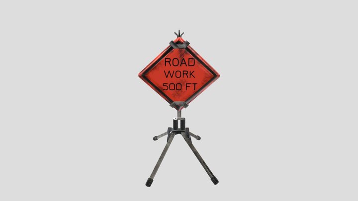 Road Work 500ft (Sign) wth no flags 3D Model