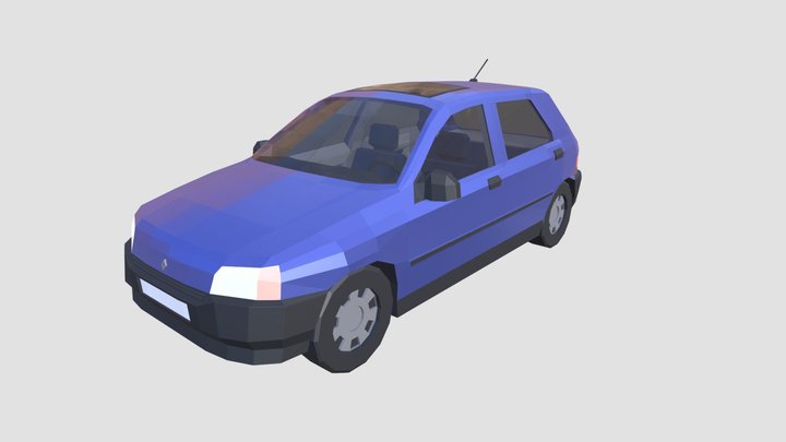 Low-Poly Style Car (Renault Clio 1995) 3D Model