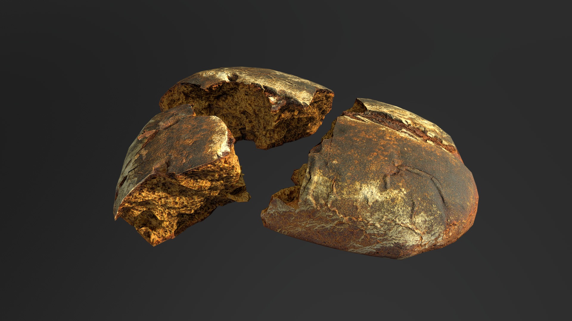 3D model TastyBreadPack vol.01 Model Six - This is a 3D model of the TastyBreadPack vol.01 Model Six. The 3D model is about a few rocks with a dark background.
