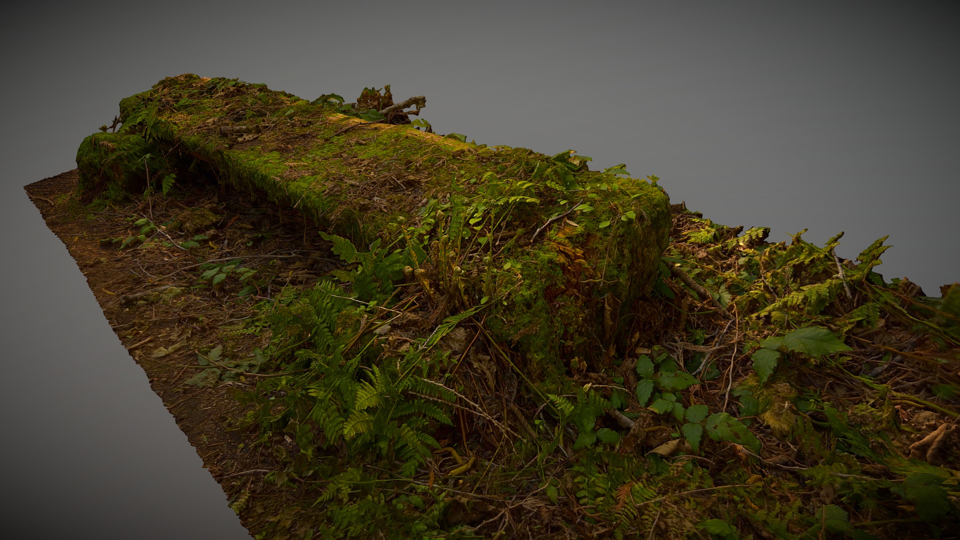 3D model Mossy Bench - This is a 3D model of the Mossy Bench. The 3D model is about a grassy hill with a road.