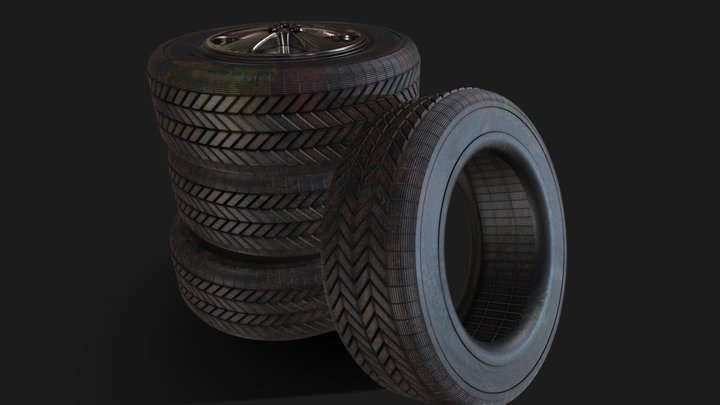 Car tyres - Dirt 3D Model