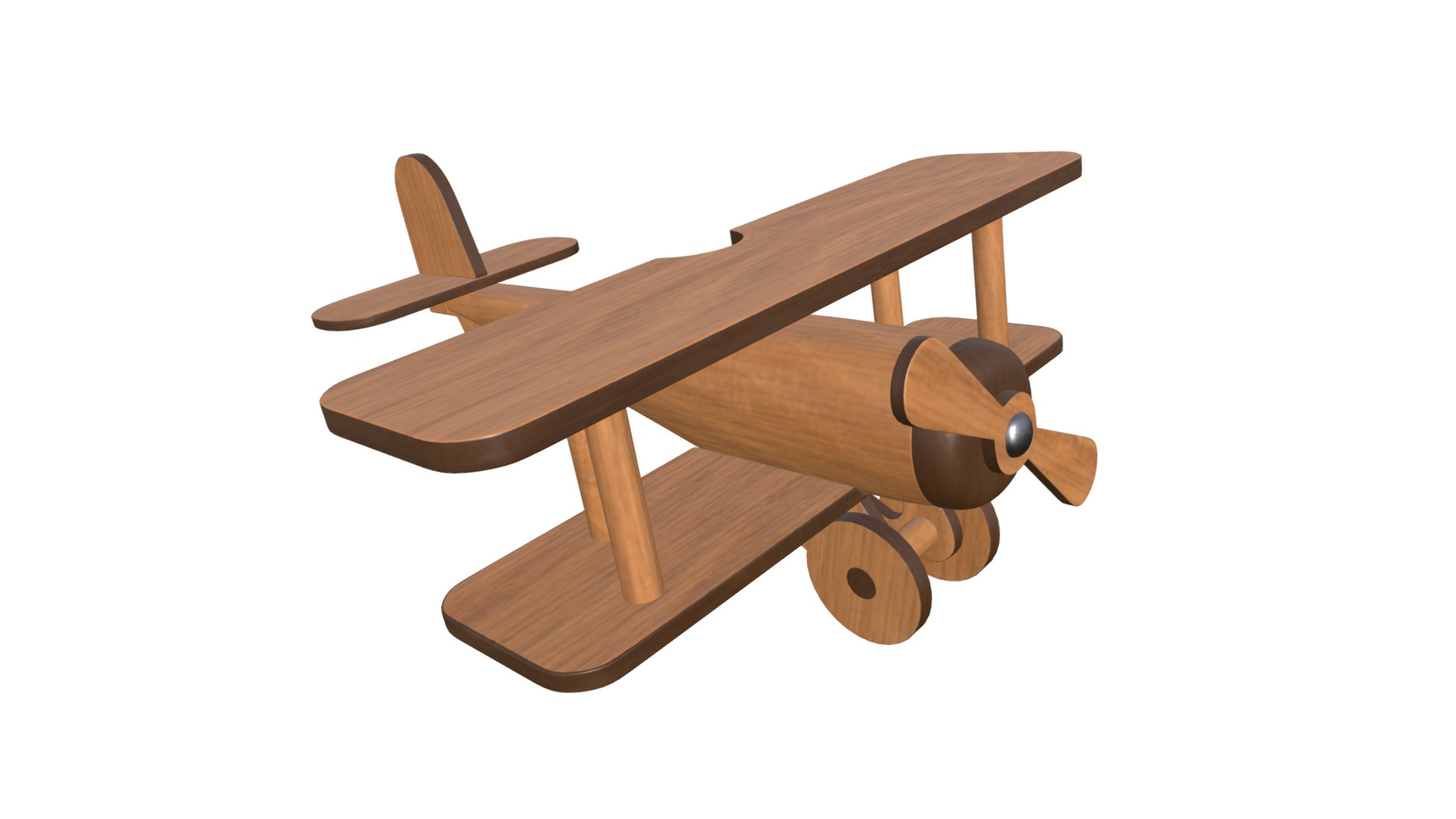 3D model Children’s wooden airplane - This is a 3D model of the Children's wooden airplane. The 3D model is about a wooden table with wheels.