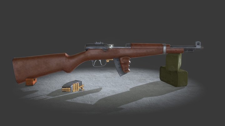 Tokarev Model 1927 (russian experimental SMG) 3D Model