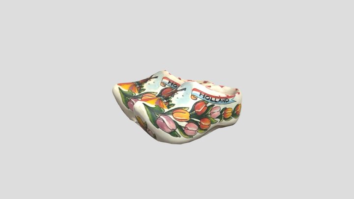 Little Wooden Clog Shoes 3D Model
