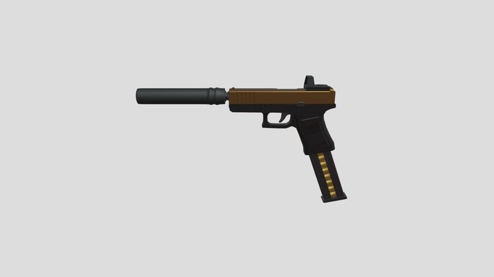 Handgun semi low-poly 3D Model