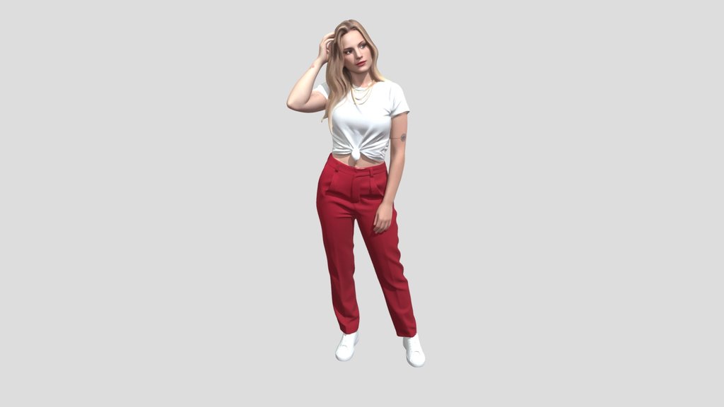 Crimson Trousers, White Tee