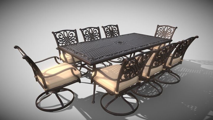 Antique dining set 3D Model