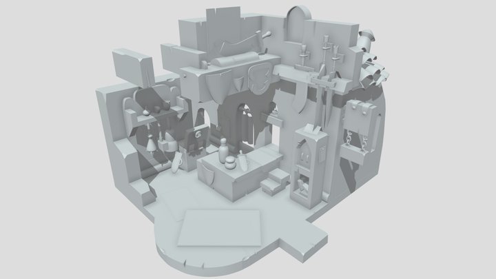 Interior of blacksmith shop 3D Model