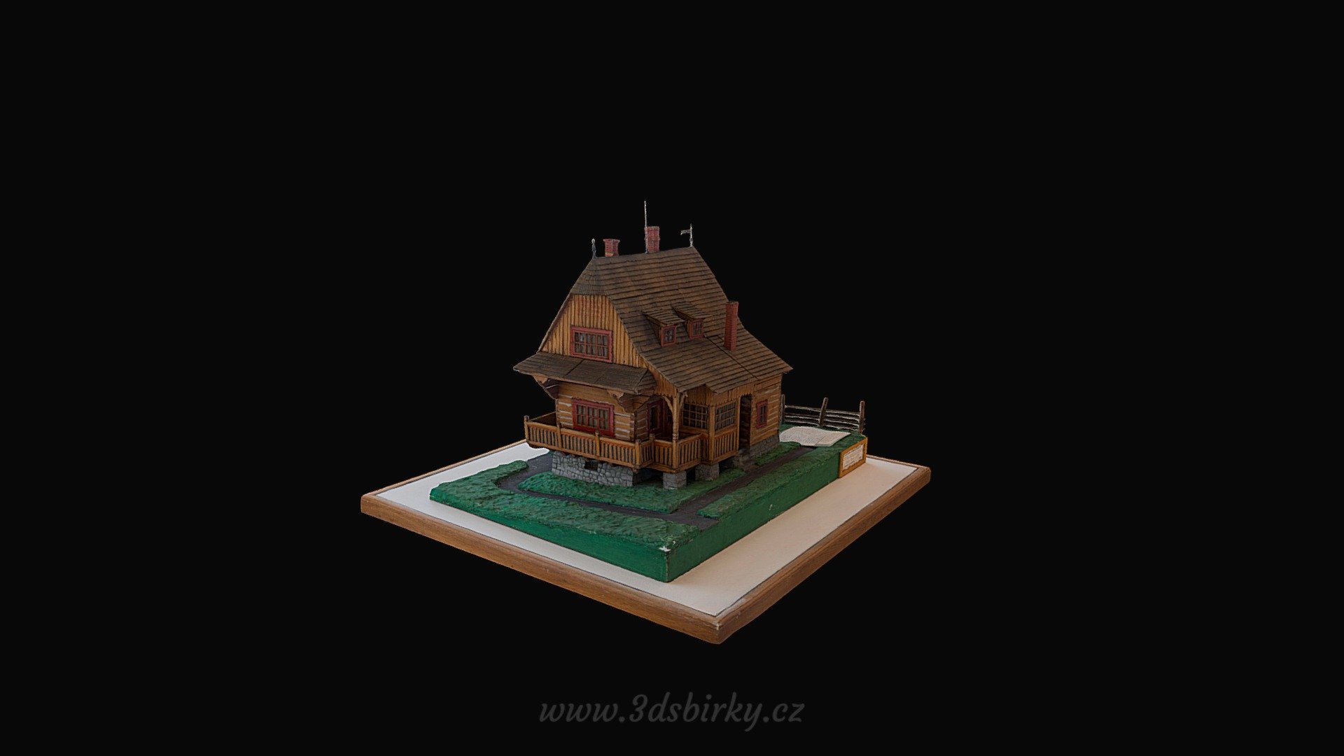 Dřevěný model valašské chalupy — Sketchfab embed 3D viewer