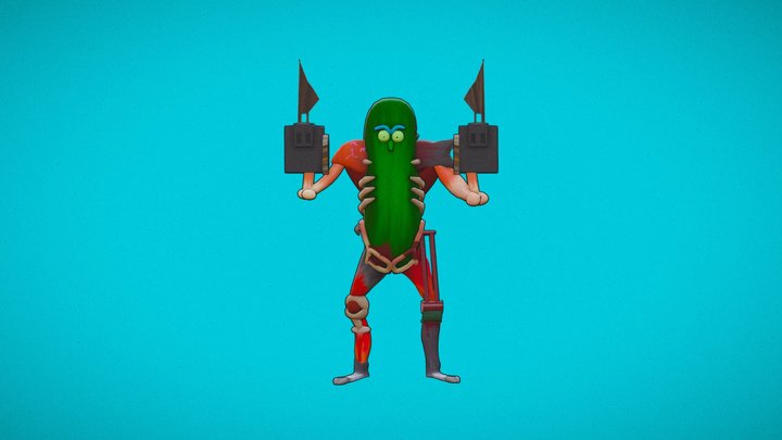 Pickle Rick (outlined) 3D Model