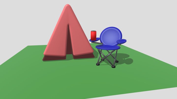 Low Poly Camp Scene – Free 3D Model STL
