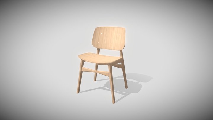 Designer Wooden Chair 3D Model