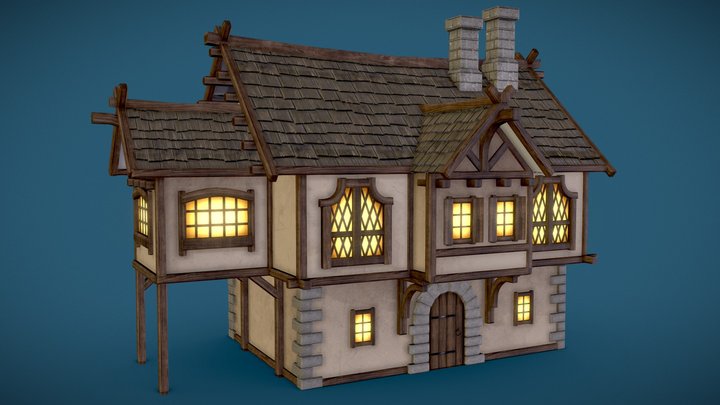 Medieval stylized house 3D Model