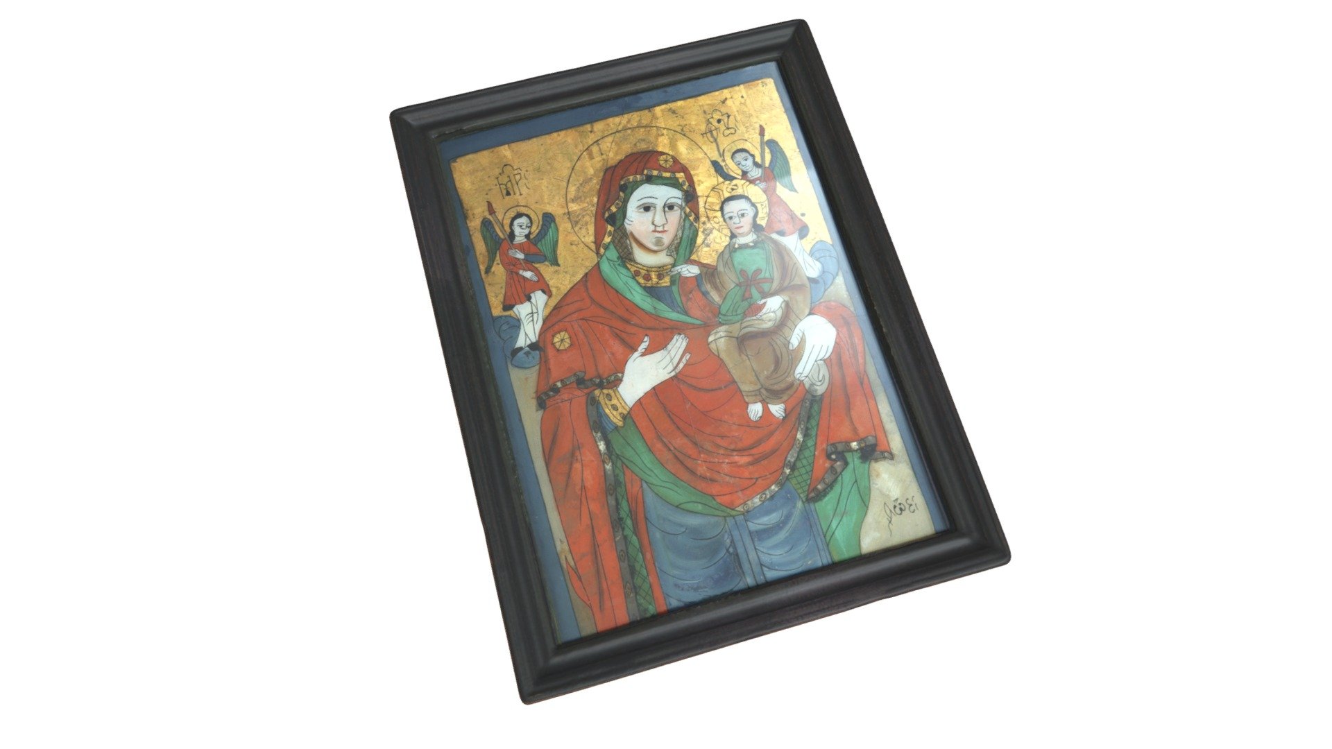 B9199 - Icoana pe sticla Maria cu pruncul