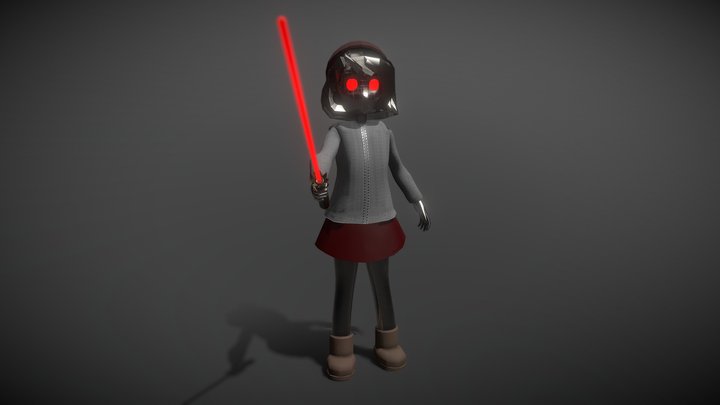 Terminator Girl Armed with a Lightsaber 3D Model