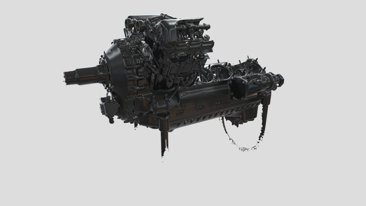 Merlin Engine: Main block with cutaway sections 3D Model