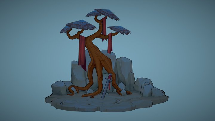 Hand painted scene 3D Model
